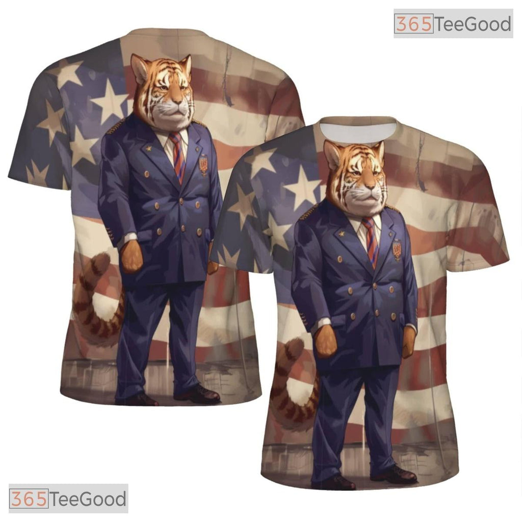 Fierce Tiger Suit Illusion Graphic 3D Printed Casual Unisex Short Sleeve T-Shirt