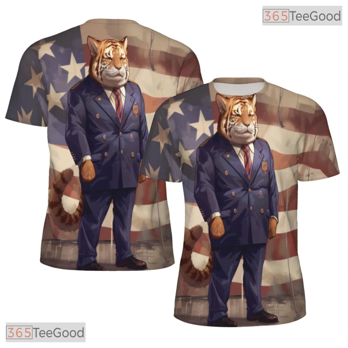 Fierce Tiger Suit Illusion Graphic 3D Printed Casual Unisex Short Sleeve T-Shirt
