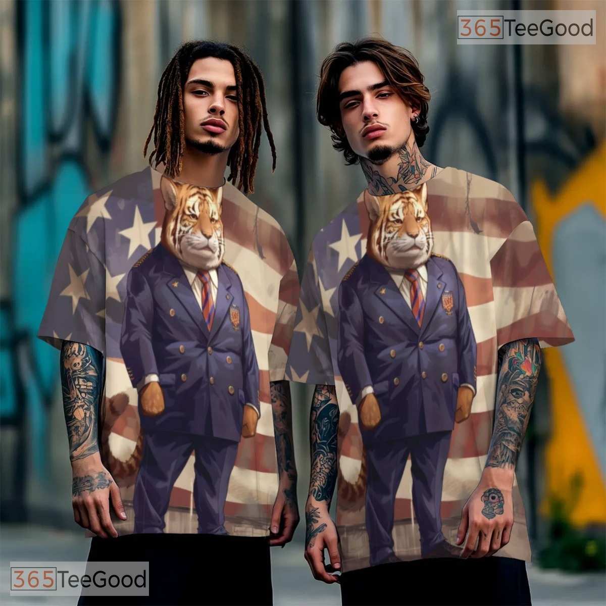 Fierce Tiger Suit Illusion Graphic 3D Printed Casual Unisex Short Sleeve T-Shirt