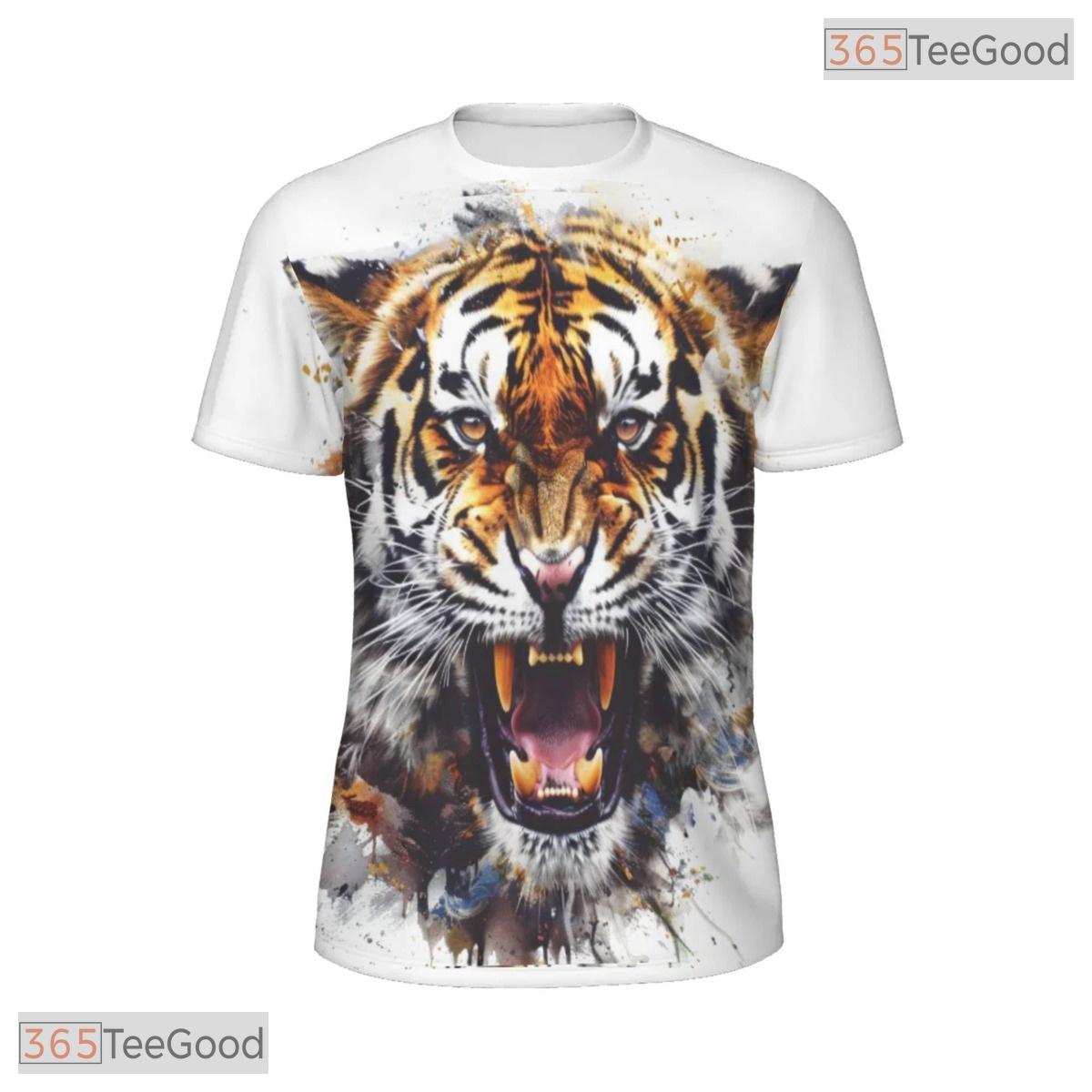 Wild Bengal Tiger Animal Graphic 3D Pattern Printed Casual Unisex Tee Shirt Tops