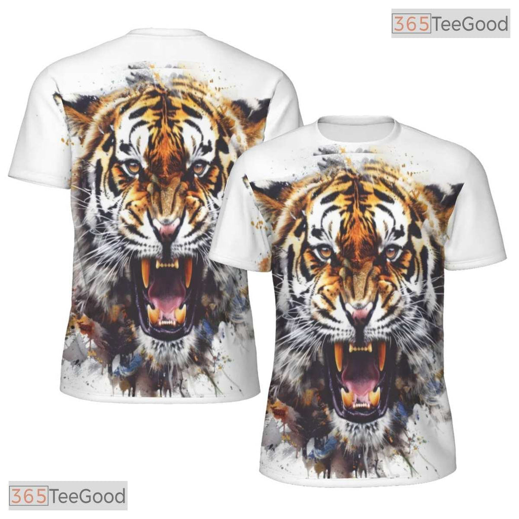 Wild Bengal Tiger Animal Graphic 3D Pattern Printed Casual Unisex Tee Shirt Tops