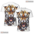 Wild Bengal Tiger Animal Graphic 3D Pattern Printed Casual Unisex Tee Shirt Tops