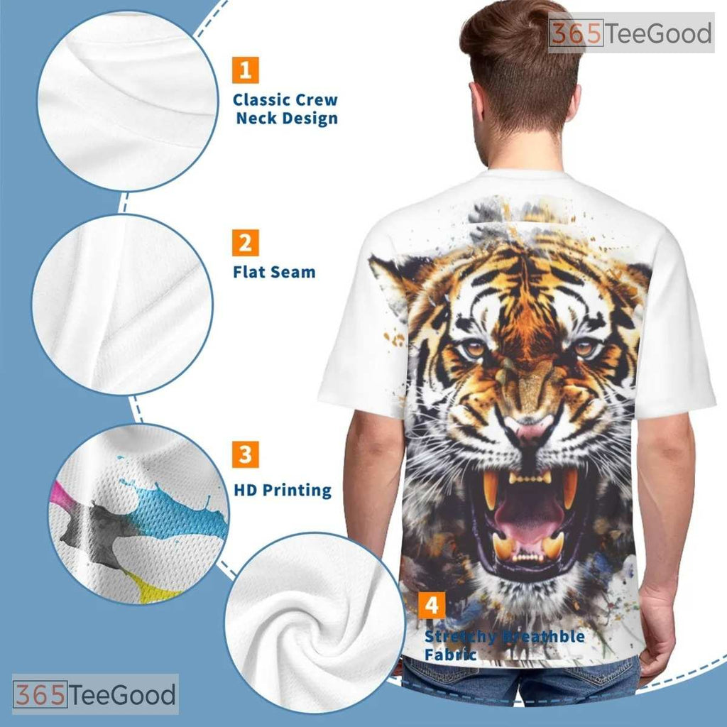 Wild Bengal Tiger Animal Graphic 3D Pattern Printed Casual Unisex Tee Shirt Tops