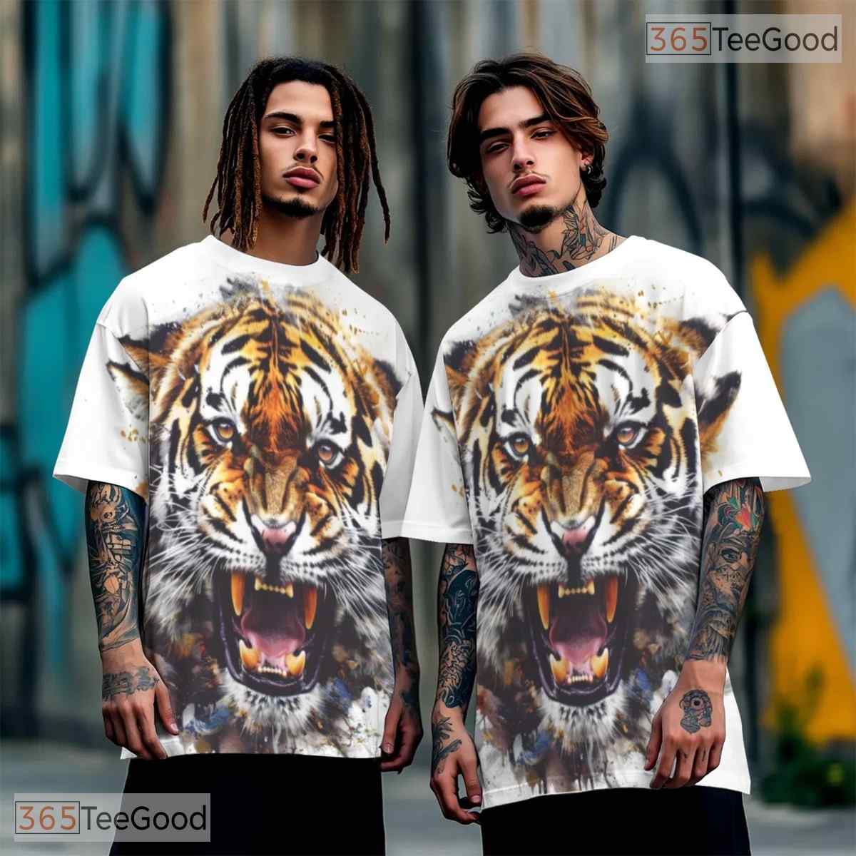 Wild Bengal Tiger Animal Graphic 3D Pattern Printed Casual Unisex Tee Shirt Tops