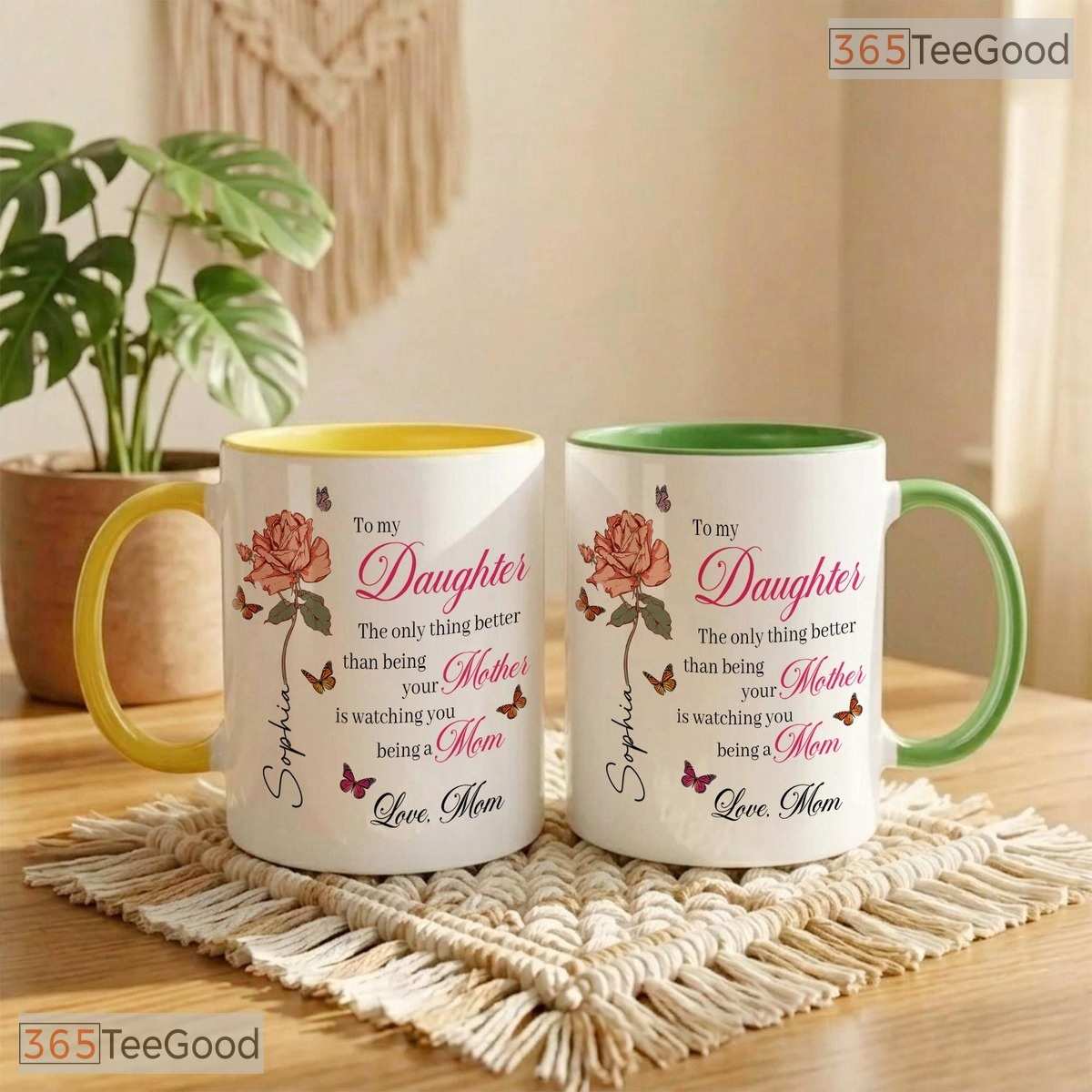 To My Daughter Flower New Mom Mother's Day Gift From Mom Colorful Ceramic Accent Mug