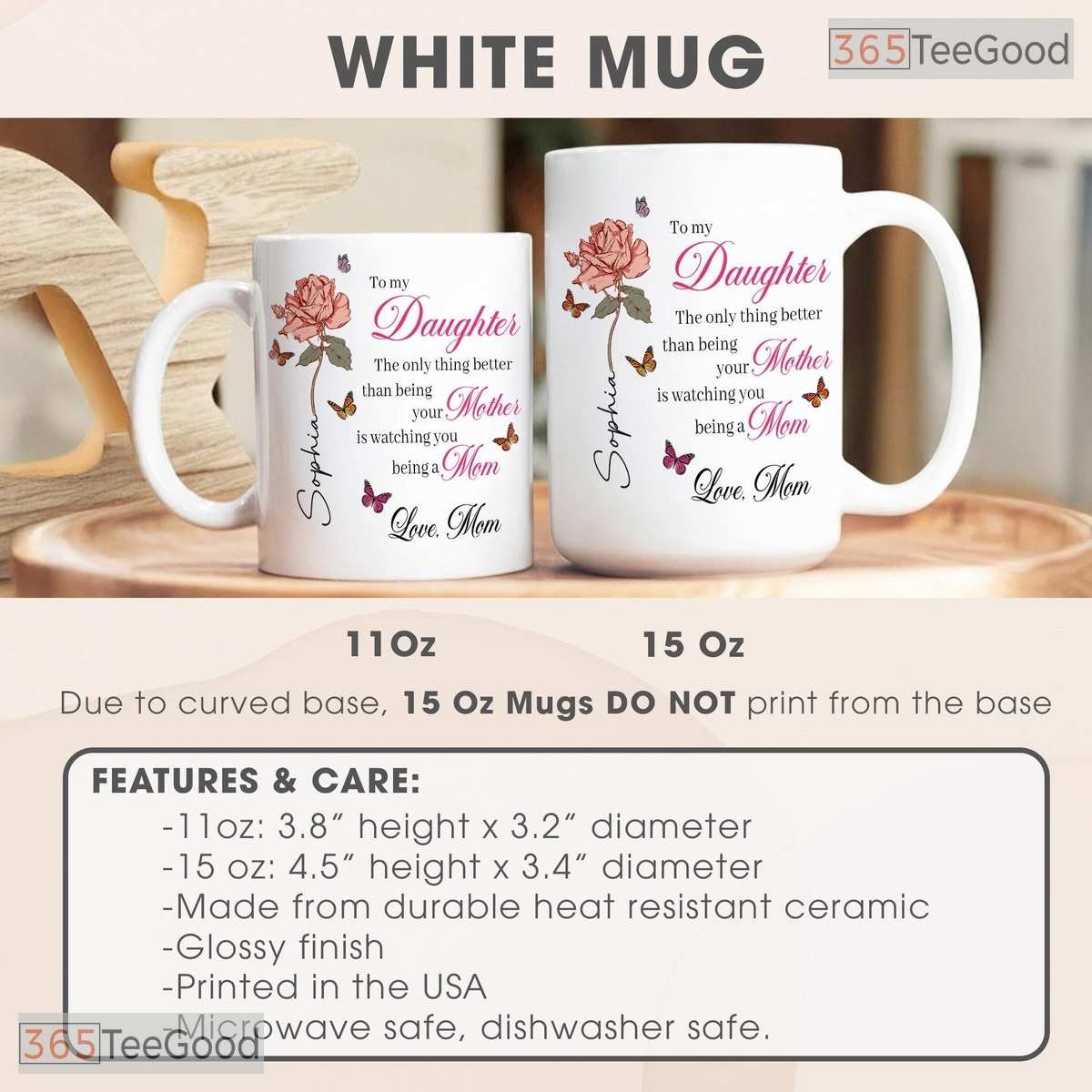 To My Daughter Flower New Mom Mother's Day Gift From Mom Colorful Ceramic Accent Mug