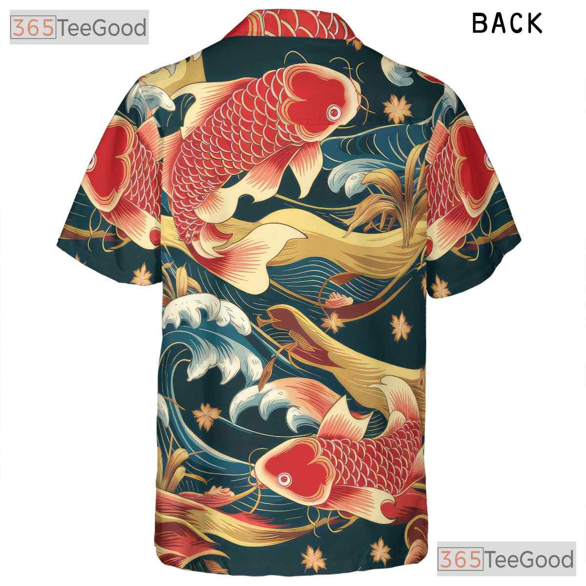 Traditional Koi Fish Hawaiian Shirt - Adult Japanese Wave Pattern Aloha