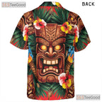 Tribal Flame Tiki Mask Hawaiian Shirt Men Women, Polynesian Aloha Top