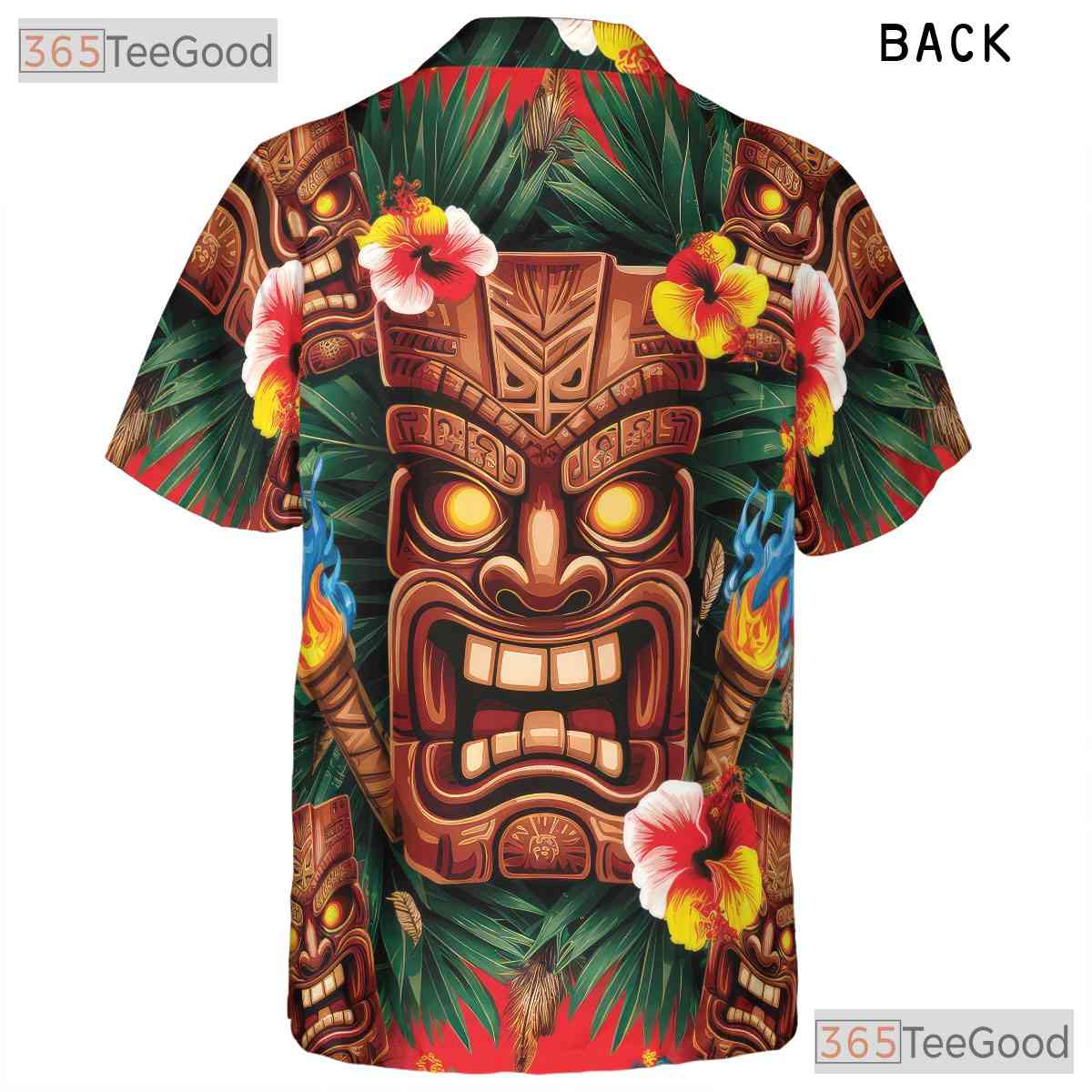 Tribal Flame Tiki Mask Hawaiian Shirt Men Women, Polynesian Aloha Top