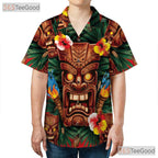 Tribal Flame Tiki Mask Hawaiian Shirt Men Women, Polynesian Aloha Top