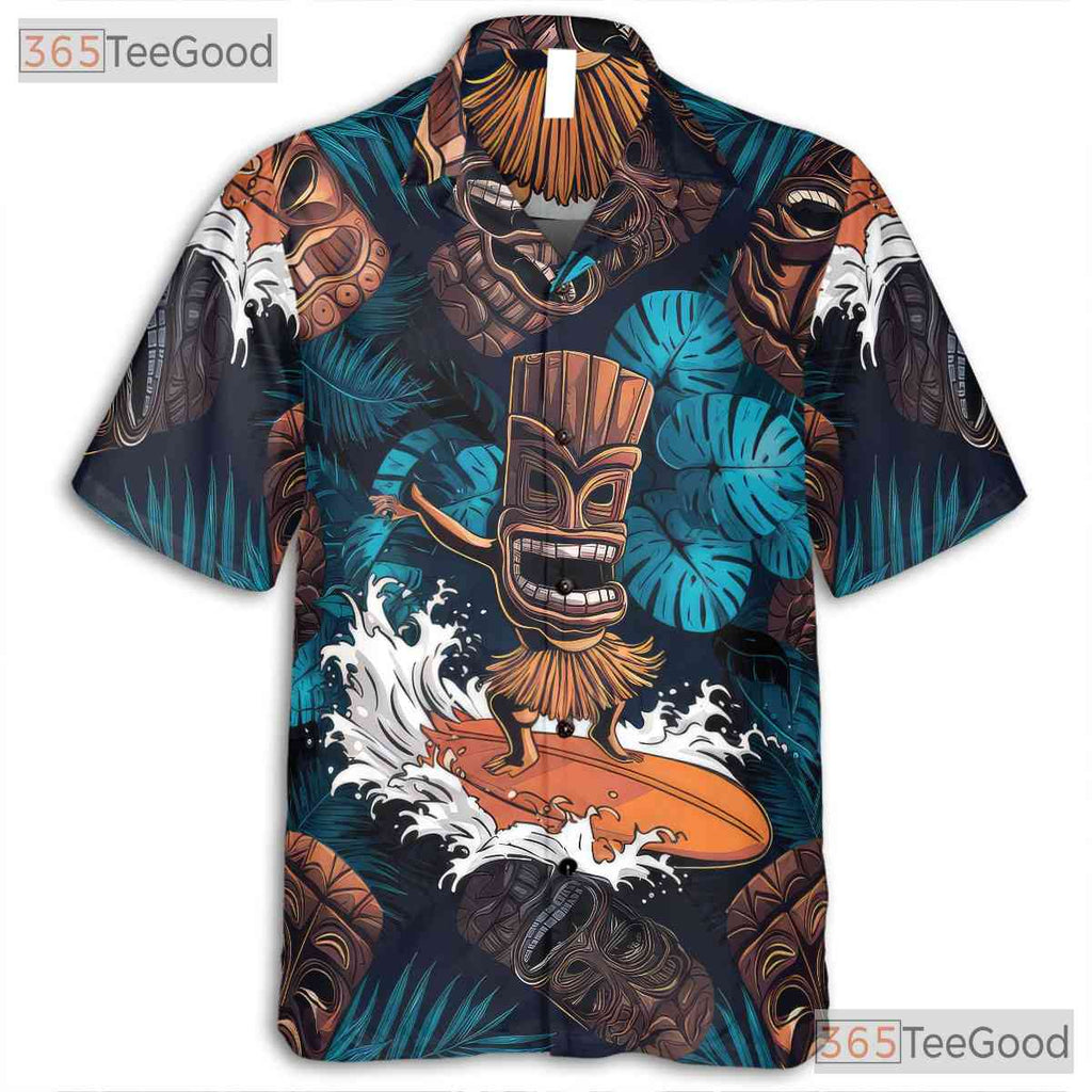 Tribal Tiki Design Tropical Hawaiian Tee Unisex Beach Party Vibes Outfit