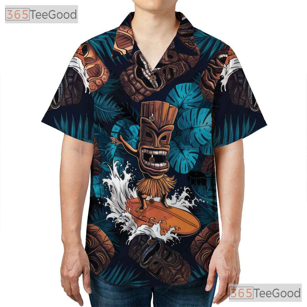 Tribal Tiki Design Tropical Hawaiian Tee Unisex Beach Party Vibes Outfit