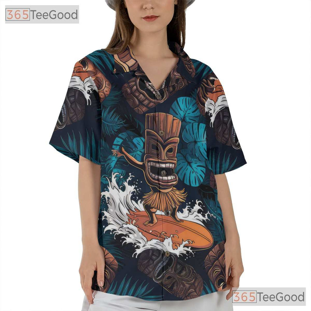 Tribal Tiki Design Tropical Hawaiian Tee Unisex Beach Party Vibes Outfit