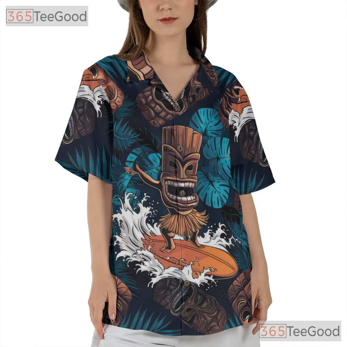 Tribal Tiki Design Tropical Hawaiian Tee Unisex Beach Party Vibes Outfit