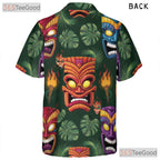 Tribal Tiki Mask Dark Tropical Leaves Hawaiian Tee Unisex Summer Party Outfit
