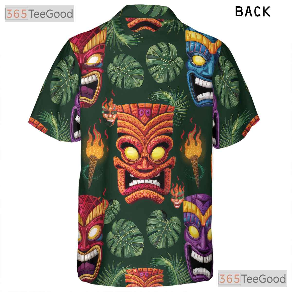 Tribal Tiki Mask Dark Tropical Leaves Hawaiian Tee Unisex Summer Party Outfit