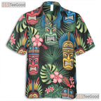 Tribal Tiki Mask Polynesian Hawaiian Shirt- Unisex Aloha Luau Party Beachwear