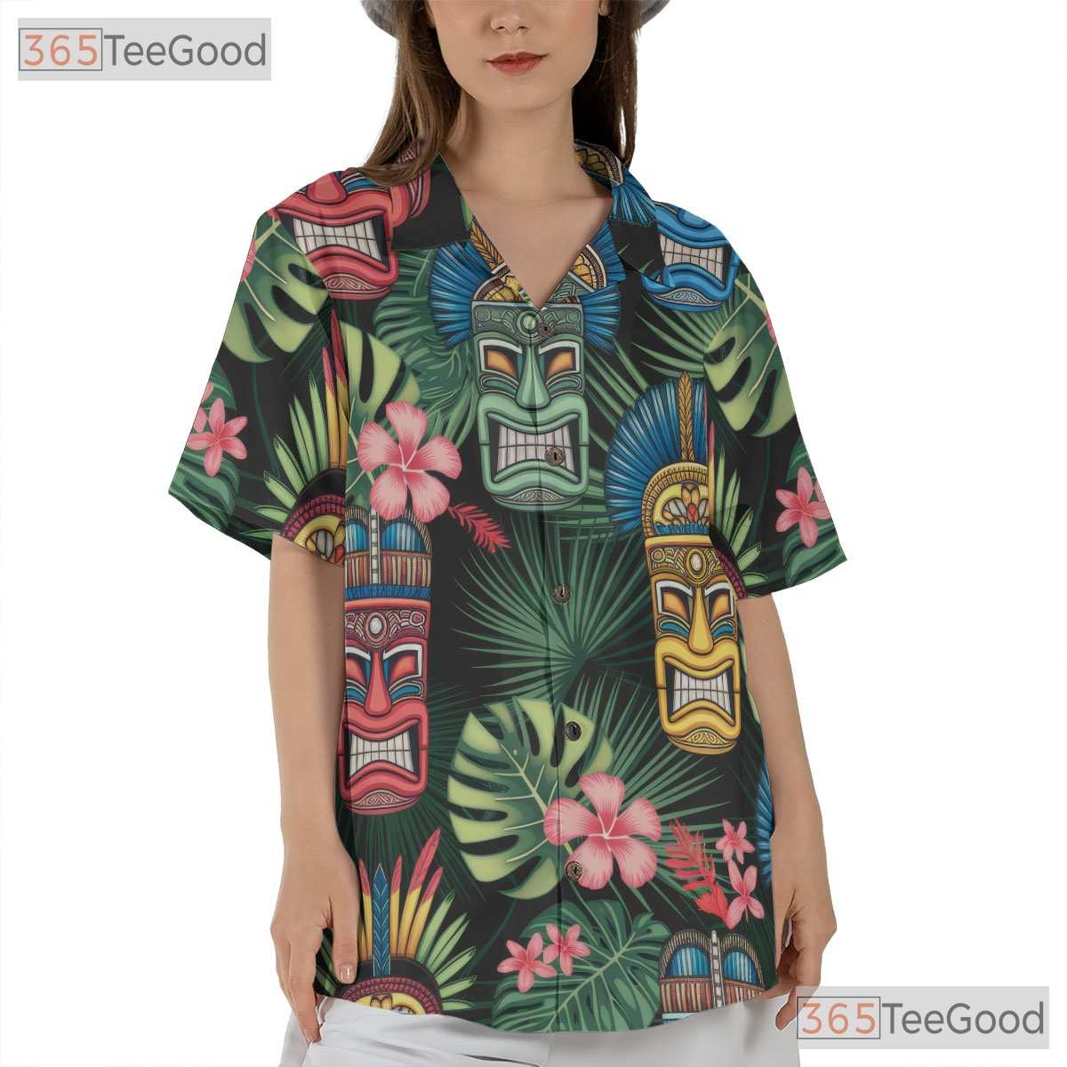 Tribal Tiki Mask Polynesian Hawaiian Shirt- Unisex Aloha Luau Party Beachwear