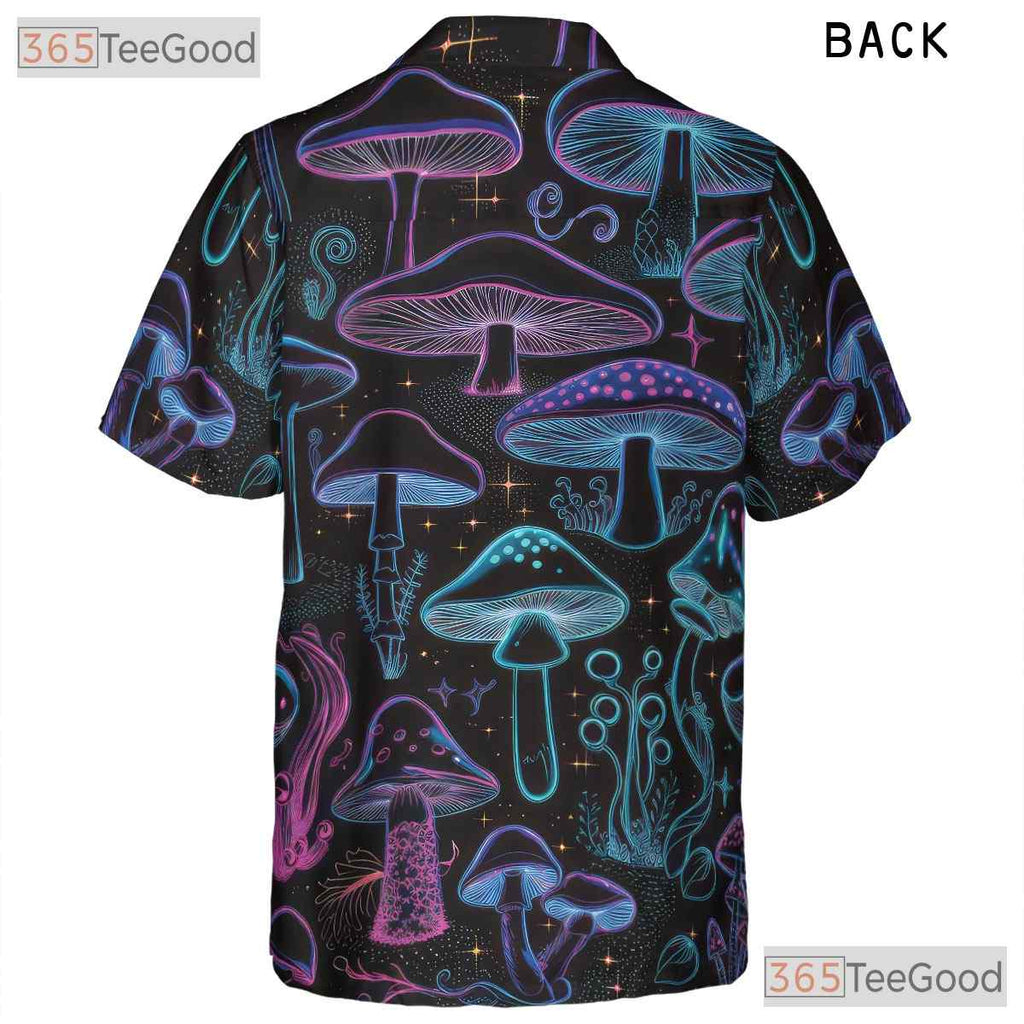 Trippy Glow Mushroom Hawaiian Shirt Unisex Festival Rave Top
