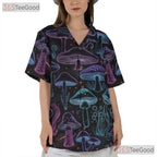 Trippy Glow Mushroom Hawaiian Shirt Unisex Festival Rave Top