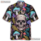 Trippy Mushroom Hawaiian Shirt - Unisex Psychedelic Skull Art Aloha Tee