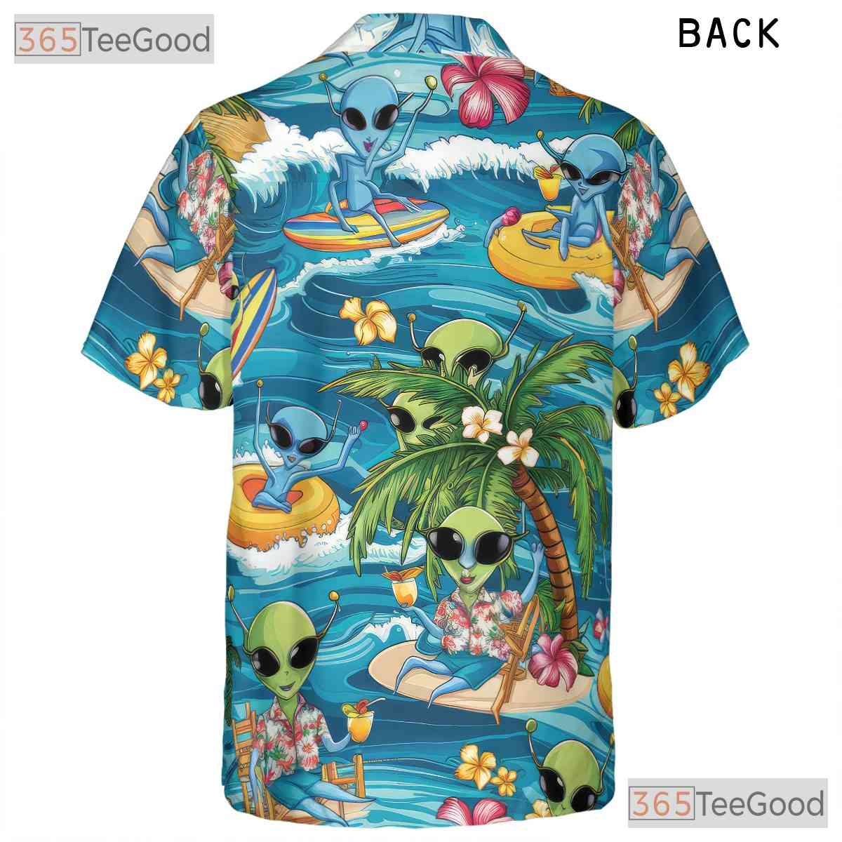 Tropical Alien Hawaiian Shirt - Unisex Funny Surfing Beach Vacation Tee