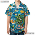 Tropical Alien Hawaiian Shirt - Unisex Funny Surfing Beach Vacation Tee