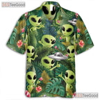Tropical Alien UFO Hawaiian Shirt - Women's Sci-Fi Beach Aesthetic Tee