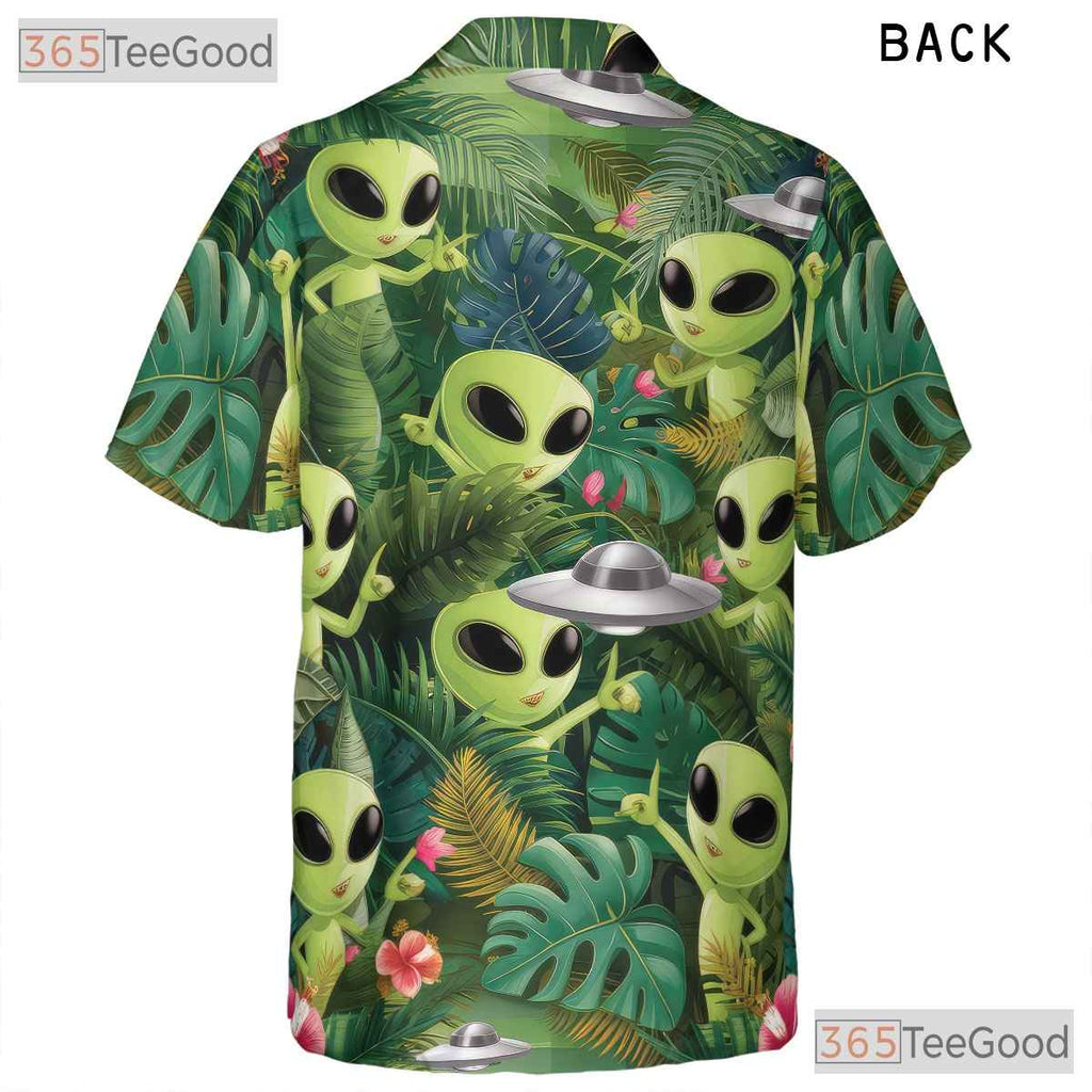 Tropical Alien UFO Hawaiian Shirt - Women's Sci-Fi Beach Aesthetic Tee