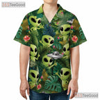 Tropical Alien UFO Hawaiian Shirt - Women's Sci-Fi Beach Aesthetic Tee