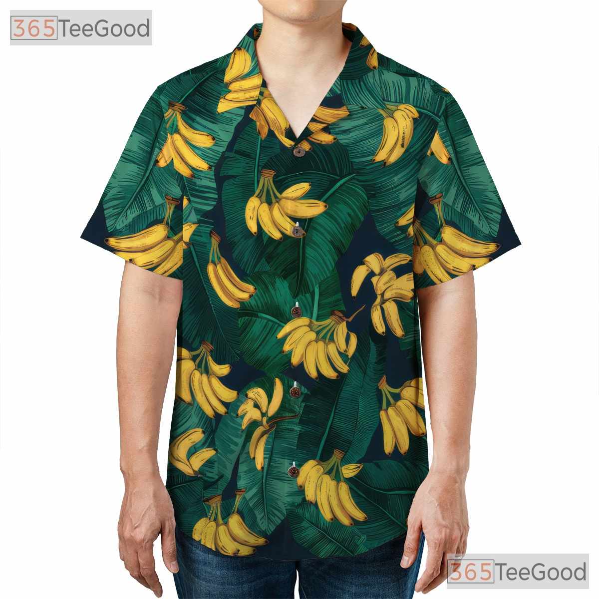 Tropical Banana Leaf Summer Beach Outfit Hawaiian Shirt Men Women Vacation Top