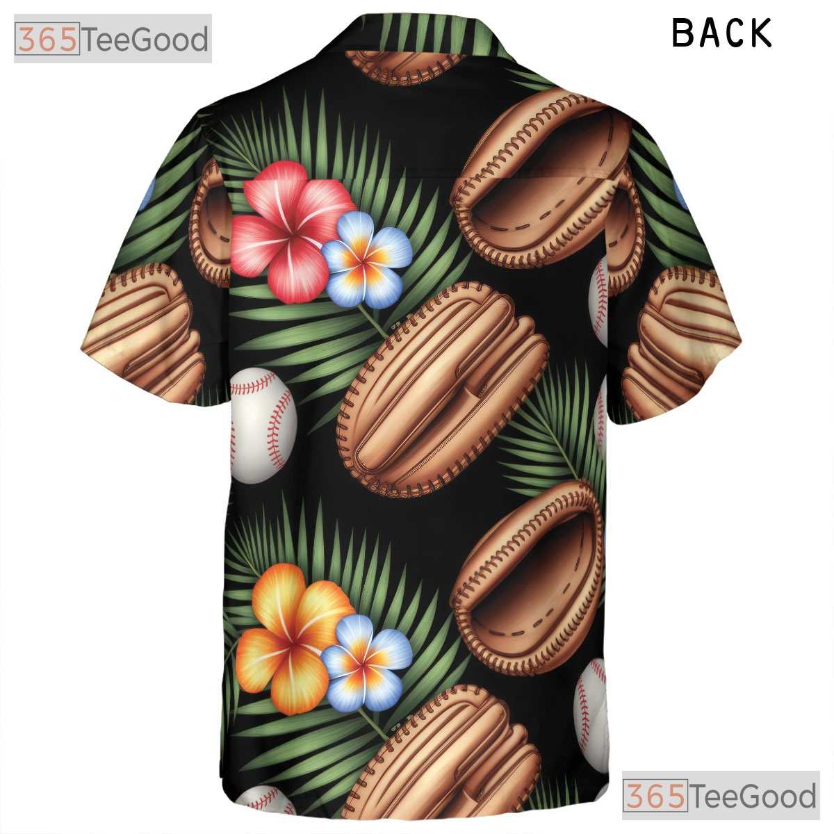 Tropical Baseball Print Hawaiian Tee- Unisex Summer Sports Palm Floral Top