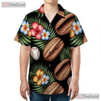 Tropical Baseball Print Hawaiian Tee- Unisex Summer Sports Palm Floral Top