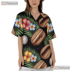 Tropical Baseball Print Hawaiian Tee- Unisex Summer Sports Palm Floral Top