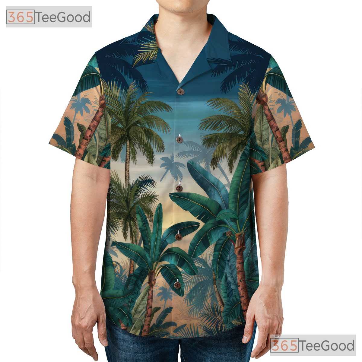 Tropical Beach Palm Tree Sunset Hawaiian Shirt - Unisex Summer Look Tee