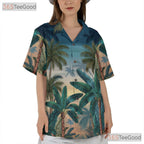 Tropical Beach Palm Tree Sunset Hawaiian Shirt - Unisex Summer Look Tee