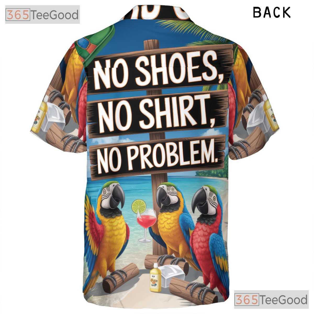 Tropical Beach Parrot Hawaiian Shirt- Unisex Relaxed Casual Vacation Apparel