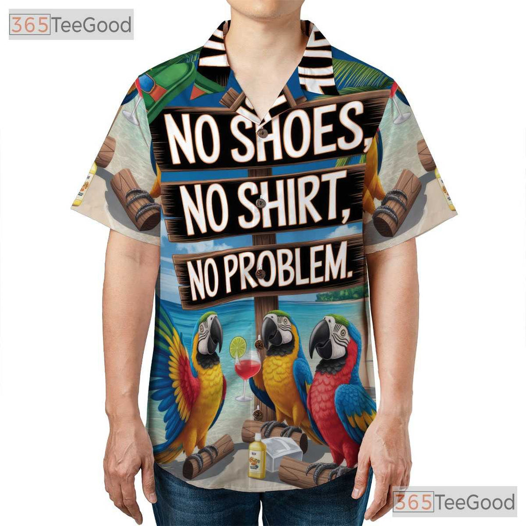 Tropical Beach Parrot Hawaiian Shirt- Unisex Relaxed Casual Vacation Apparel