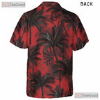 Tropical Beach Vibes Red Black Palm Tree Hawaiian Shirt Men Women Outfit