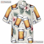 Tropical Beer Mug Palm Hawaiian Shirt- Unisex Aloha Party Wear Island Apparel