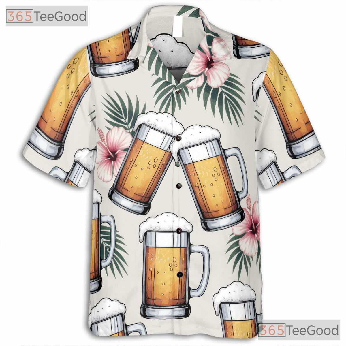Tropical Beer Mug Palm Hawaiian Shirt- Unisex Aloha Party Wear Island Apparel