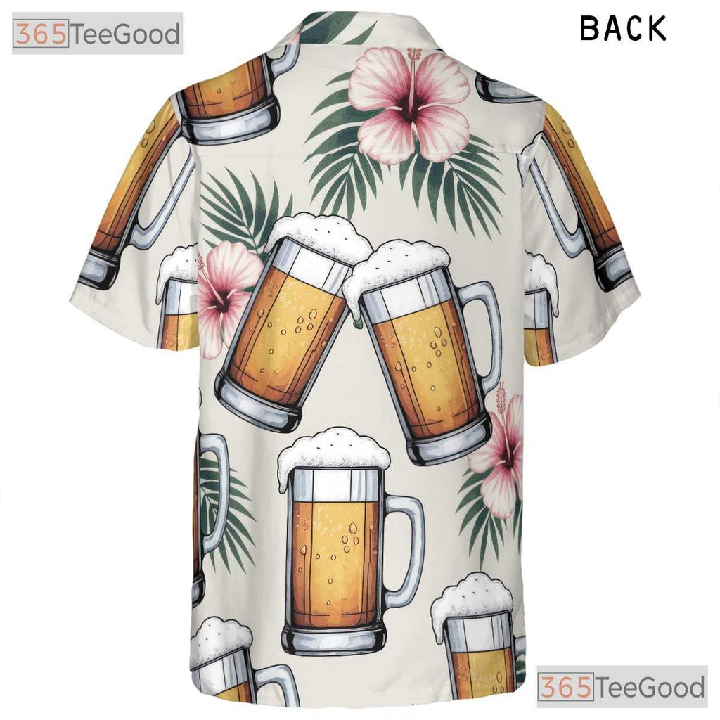 Tropical Beer Mug Palm Hawaiian Shirt- Unisex Aloha Party Wear Island Apparel
