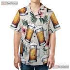 Tropical Beer Mug Palm Hawaiian Shirt- Unisex Aloha Party Wear Island Apparel
