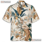 Tropical Birds Floral Leaves Print Vintage Hawaiian Shirt Unisex Beachwear