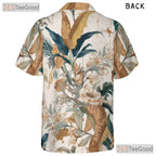 Tropical Birds Floral Leaves Print Vintage Hawaiian Shirt Unisex Beachwear