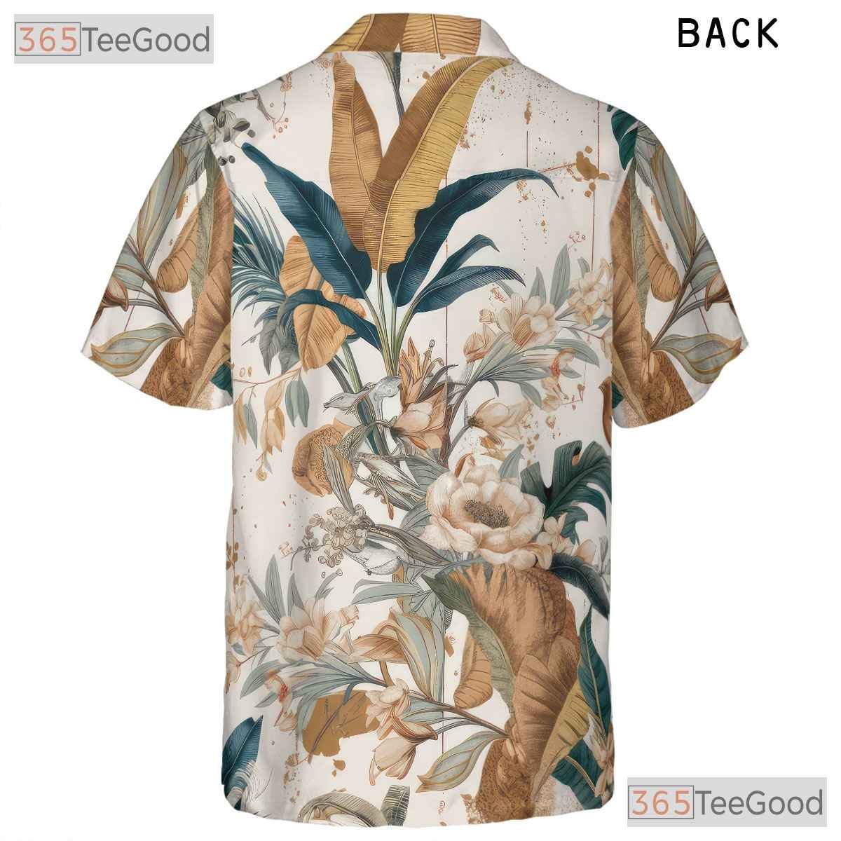 Tropical Birds Floral Leaves Print Vintage Hawaiian Shirt Unisex Beachwear