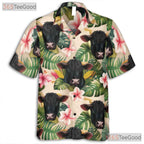 Tropical Black Angus Cattle Floral Hawaiian Tee Unisex Seamless Summer Top