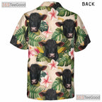 Tropical Black Angus Cattle Floral Hawaiian Tee Unisex Seamless Summer Top