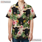 Tropical Black Angus Cattle Floral Hawaiian Tee Unisex Seamless Summer Top