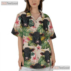 Tropical Black Angus Cattle Floral Hawaiian Tee Unisex Seamless Summer Top
